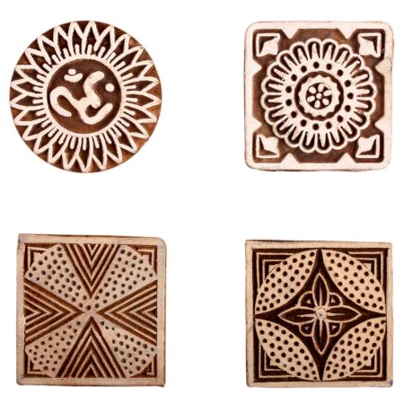 Set of 4 Piece New Mix Wooden Printing Block